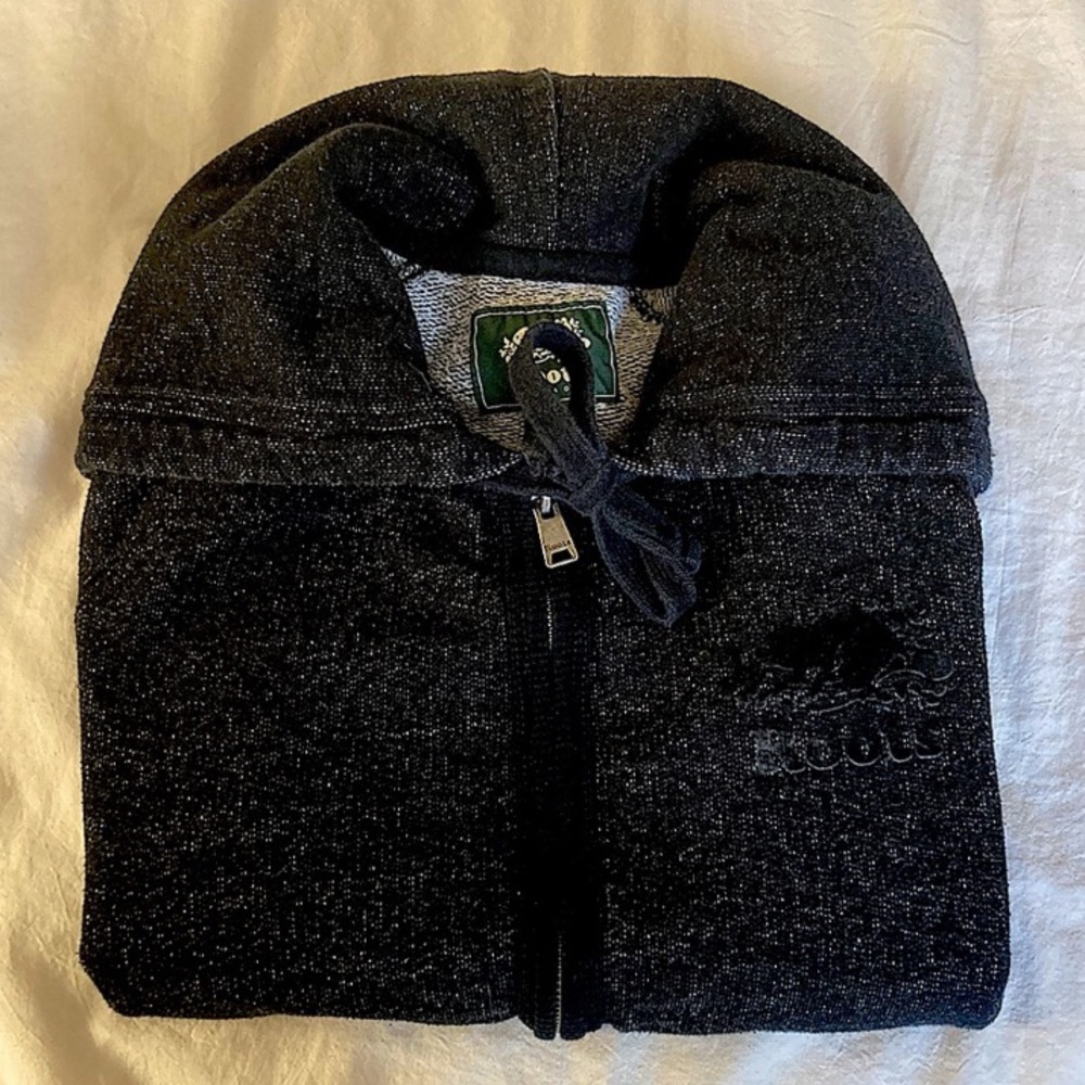 🐝 Roots Zip-up Black Pepper Sweater Jacket XS - Picture 2 of 7